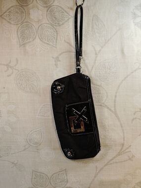 XOXO Black Wristlet Clutch with Patent Trim